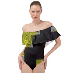 Abstract Tiles Off Shoulder Velour Bodysuit  by essentialimage