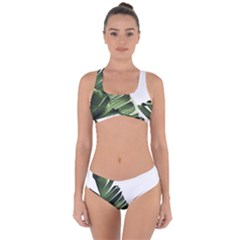 Green Banana Leaves Criss Cross Bikini Set by goljakoff