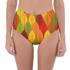Autumn Leaves Reversible High-waist Bikini Bottoms by designsbymallika
