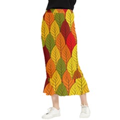 Autumn Leaves Maxi Fishtail Chiffon Skirt by designsbymallika