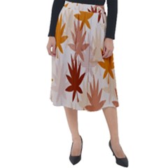 Autumn Leaves Pattern  Classic Velour Midi Skirt  by designsbymallika