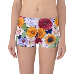 Watercolor Print Floral Design Boyleg Bikini Bottoms by designsbymallika