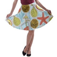 Tropical Pattern A-line Skater Skirt by GretaBerlin