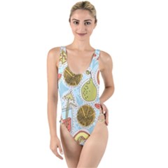 Tropical Pattern High Leg Strappy Swimsuit by GretaBerlin