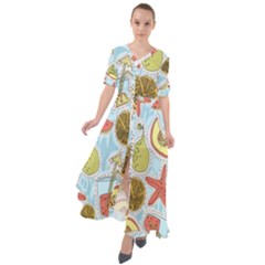 Tropical Pattern Waist Tie Boho Maxi Dress by GretaBerlin