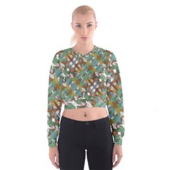Multicolored Collage Print Pattern Mosaic Cropped Sweatshirt by dflcprintsclothing