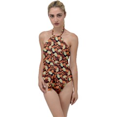 Autumn Leaves Orange Pattern Go With The Flow One Piece Swimsuit by designsbymallika