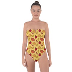 Apple Pie Pattern Tie Back One Piece Swimsuit by designsbymallika
