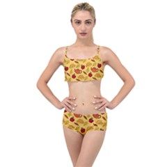 Apple Pie Pattern Layered Top Bikini Set by designsbymallika