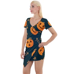 Halloween Short Sleeve Asymmetric Mini Dress by Sobalvarro