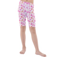 Pink Leaves Kids  Mid Length Swim Shorts by CuteKingdom