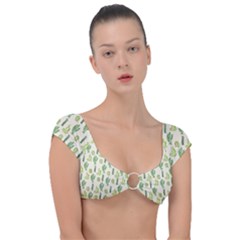 Cactus Pattern Cap Sleeve Ring Bikini Top by goljakoff