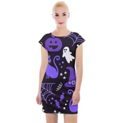 Halloween Party Seamless Repeat Pattern  Cap Sleeve Bodycon Dress by KentuckyClothing