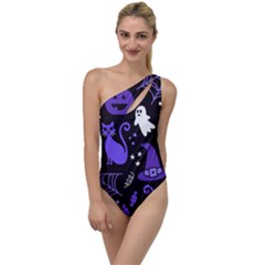 Halloween Party Seamless Repeat Pattern  To One Side Swimsuit by KentuckyClothing