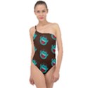 Frankenstein Halloween Seamless Repeat Pattern  Classic One Shoulder Swimsuit View1