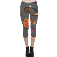Halloween Themed Seamless Repeat Pattern Capri Leggings  by KentuckyClothing