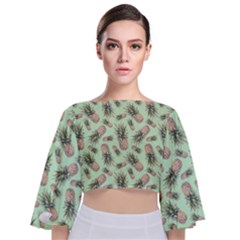 Pineapples Tie Back Butterfly Sleeve Chiffon Top by goljakoff