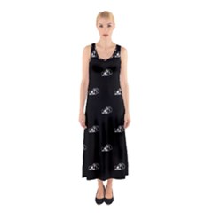 Formula One Black And White Graphic Pattern Sleeveless Maxi Dress by dflcprintsclothing