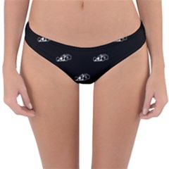 Formula One Black And White Graphic Pattern Reversible Hipster Bikini Bottoms by dflcprintsclothing
