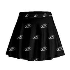 Formula One Black And White Graphic Pattern Mini Flare Skirt by dflcprintsclothing