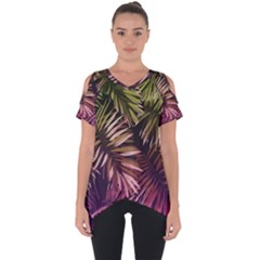 Purple Leaves Cut Out Side Drop Tee by goljakoff