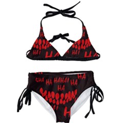 Demonic Laugh, Spooky Red Teeth Monster In Dark, Horror Theme Kids  Classic Bikini Set by Casemiro