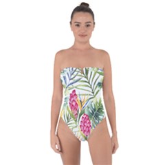 Tropical Flowers Tie Back One Piece Swimsuit by goljakoff