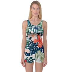 Tropical Flowers One Piece Boyleg Swimsuit by goljakoff