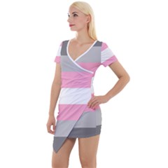 Demigirl Pride Flag Lgbtq Short Sleeve Asymmetric Mini Dress by lgbtnation
