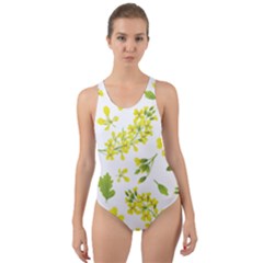 Yellow Flowers Cut-out Back One Piece Swimsuit by designsbymallika