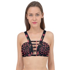 Red Roses Cage Up Bikini Top
