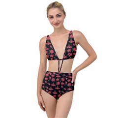 Red Roses Tied Up Two Piece Swimsuit by designsbymallika