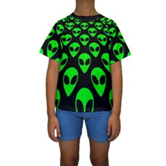 We Are Watching You! Aliens Pattern, Ufo, Faces Kids  Short Sleeve Swimwear by Casemiro