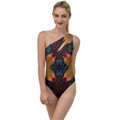 Teal And Orange To One Side Swimsuit