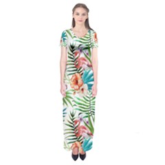 Tropical Flamingo Short Sleeve Maxi Dress