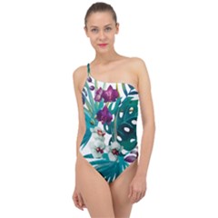 Tropical Flowers Classic One Shoulder Swimsuit by goljakoff