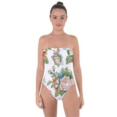 Vintage Flowers Tie Back One Piece Swimsuit by goljakoff