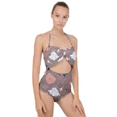 Rose -01 Scallop Top Cut Out Swimsuit by LakenParkDesigns