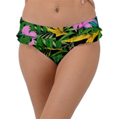 Tropical Greens Leaves Frill Bikini Bottom by Alisyart