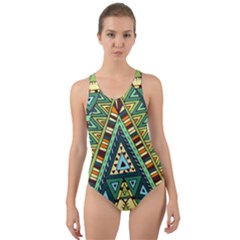 Native Ornament Cut-out Back One Piece Swimsuit by goljakoff
