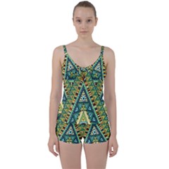 Native Ornament Tie Front Two Piece Tankini by goljakoff