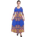 Yellow red shapes on a blue background                                                            Quarter Sleeve Maxi Velour Dress View1