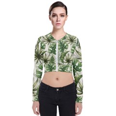Green Leaves Long Sleeve Zip Up Bomber Jacket by goljakoff