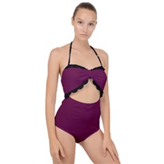 Boysenberry Purple - Scallop Top Cut Out Swimsuit by FashionLane