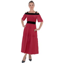 French Raspberry Red - Shoulder Straps Boho Maxi Dress 