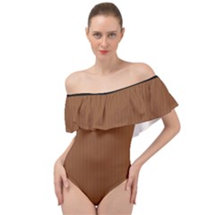 Caramel Cafe Brown - Off Shoulder Velour Bodysuit  by FashionLane