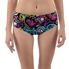 Halloween Love Chains Pattern Reversible Mid-waist Bikini Bottoms by designsbymallika