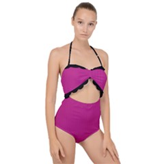 Dark Carnation Pink - Scallop Top Cut Out Swimsuit by FashionLane