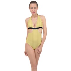 Jasmine Yellow - Halter Front Plunge Swimsuit by FashionLane