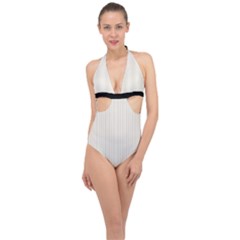 Cannoli Cream - Halter Front Plunge Swimsuit by FashionLane